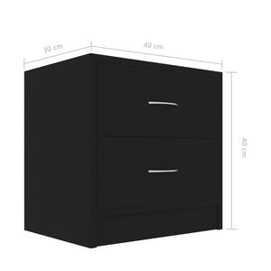 Galleria Design Bedside Cabinets 2 pcs Black 40x30x40 cm Engineered Wood