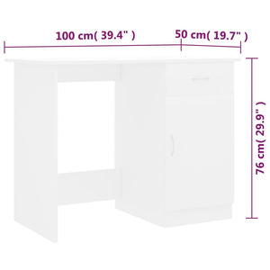 Galleria Design Desk White 100x50x76 cm Engineered Wood