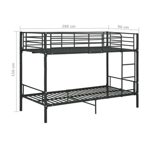 Galleria Design Bunk Bed without Mattress Black Metal 90x200 cm