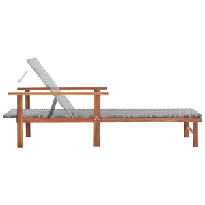 Galleria Design Sun Lounger Poly Rattan and Solid Acacia Wood Grey