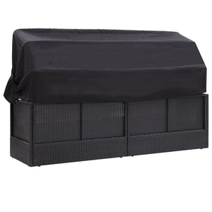 Galleria Design Outdoor Sofa Bed with Canopy Poly Rattan Black