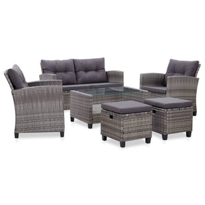 Galleria Design 6 Piece Garden Sofa Set with Cushions Poly Rattan Dark Grey