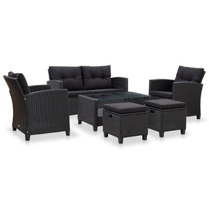 Galleria Design 6 Piece Garden Sofa Set with Cushions Poly Rattan Black