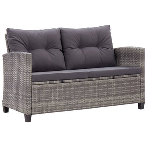 Galleria Design 2-Seater Garden Sofa with Cushions Grey 124 cm Poly Rattan