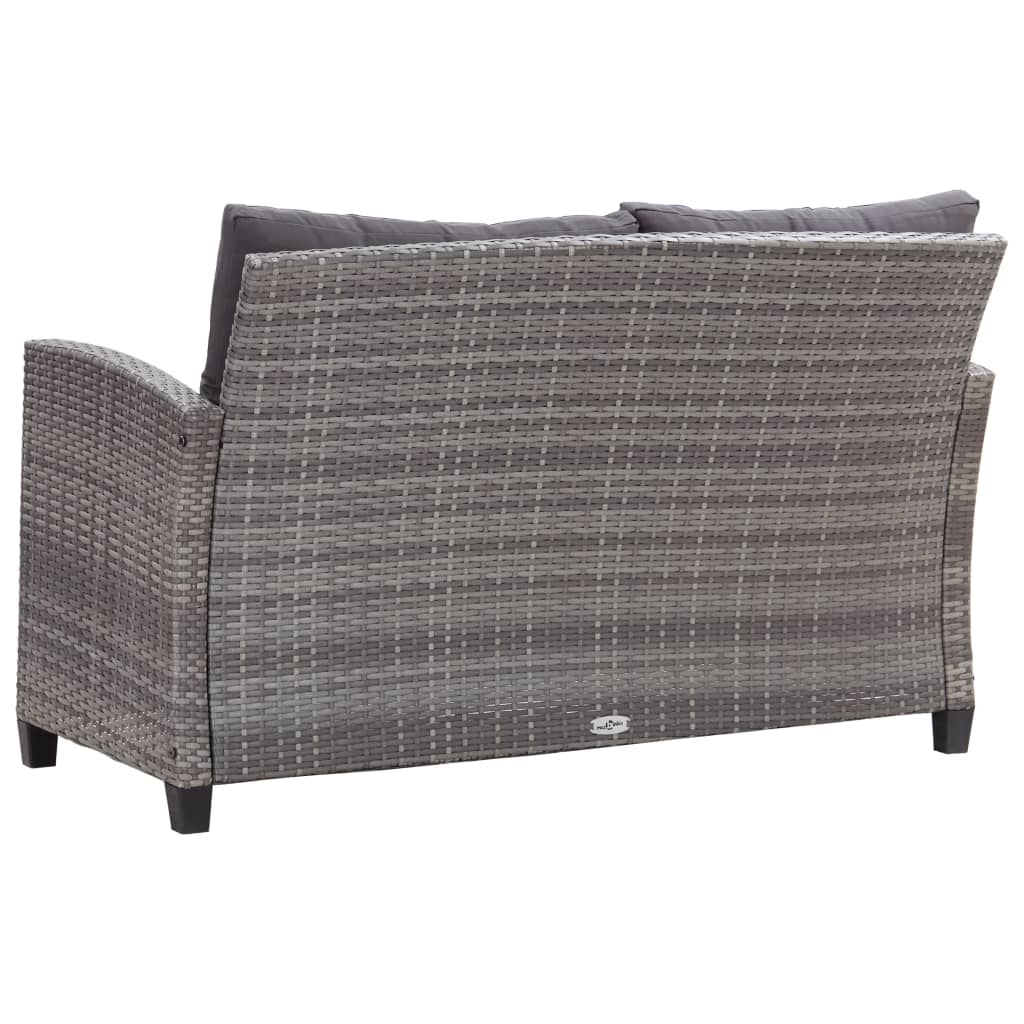 Galleria Design 2-Seater Garden Sofa with Cushions Grey 124 cm Poly Rattan