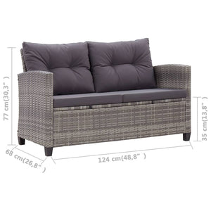 Galleria Design 2-Seater Garden Sofa with Cushions Grey 124 cm Poly Rattan