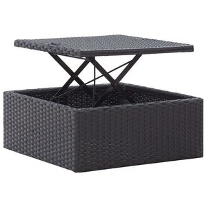 Galleria Design Garden Lounge Bed with Roof Black Poly Rattan