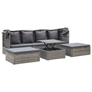 Galleria Design Garden Lounge Bed with Roof Mixed Grey Poly Rattan