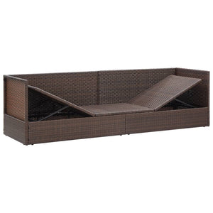 Galleria Design Garden Bed with Cushion & Pillows Poly Rattan Brown