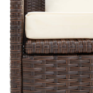 Galleria Design Garden Bed with Cushion & Pillows Poly Rattan Brown