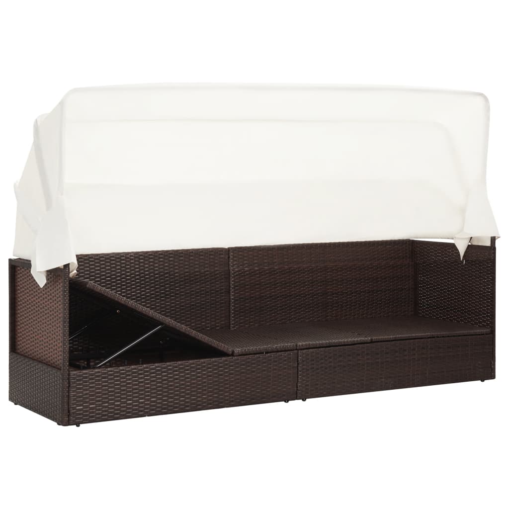 Galleria Design Garden Sofa with Canopy Poly Rattan Brown