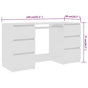 Galleria Design Writing Desk White 140x50x77 cm Engineered Wood