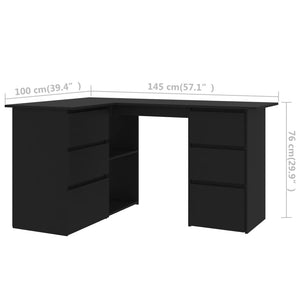 Galleria Design Corner Desk Black 145x100x76 cm Engineered Wood