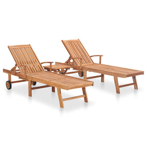 Galleria Design Sun Loungers 2 pcs with Table Solid Teak Wood