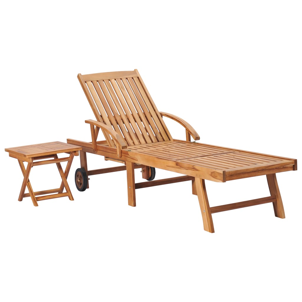 Galleria Design Sun Loungers 2 pcs with Table Solid Teak Wood