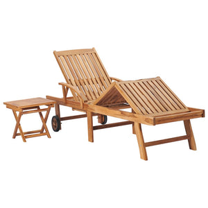 Galleria Design Sun Loungers 2 pcs with Table Solid Teak Wood