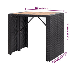 Galleria Design 5 Piece Outdoor Bar Set Poly Rattan and Wood Acacia Black