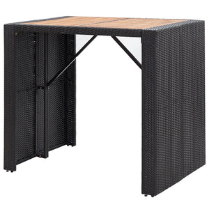 Galleria Design 5 Piece Outdoor Bar Set Poly Rattan and Wood Acacia Black