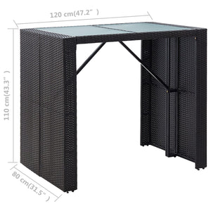 Galleria Design 5 Piece Outdoor Bar Set Poly Rattan and Glass Black