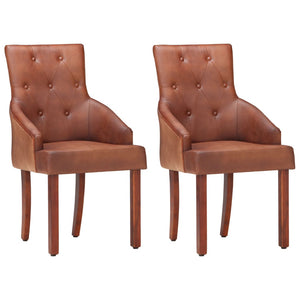 Galleria Design Dining Chairs 2 pcs Brown Real Goat Leather