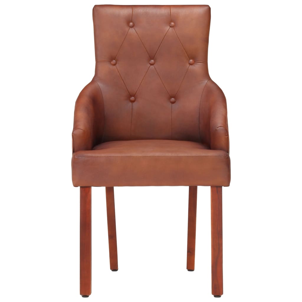 Galleria Design Dining Chairs 2 pcs Brown Real Goat Leather