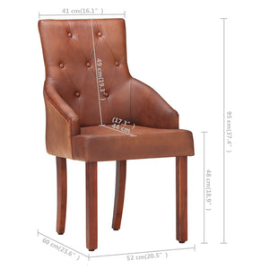 Galleria Design Dining Chairs 2 pcs Brown Real Goat Leather