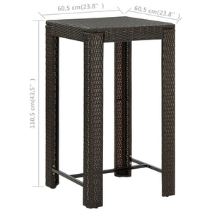 Galleria Design Garden Bar Table Brown 60.5x60.5x110.5 cm Poly Rattan