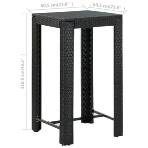 Galleria Design Garden Bar Table Black 60.5x60.5x110.5 cm Poly Rattan