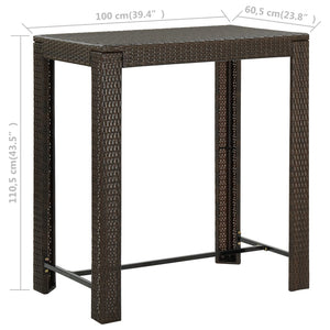 Galleria Design Garden Bar Table Brown 100x60.5x110.5 cm Poly Rattan