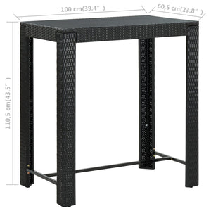 Galleria Design Garden Bar Table Black 100x60.5x110.5 cm Poly Rattan