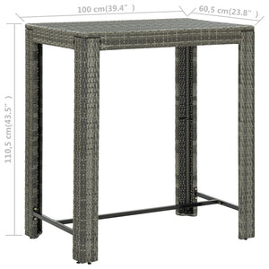 Galleria Design Garden Bar Table Grey 100x60.5x110.5 cm Poly Rattan