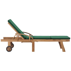 Galleria Design Sun Loungers with Cushions 2 pcs Solid Teak Wood Green