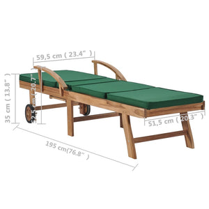 Galleria Design Sun Loungers with Cushions 2 pcs Solid Teak Wood Green