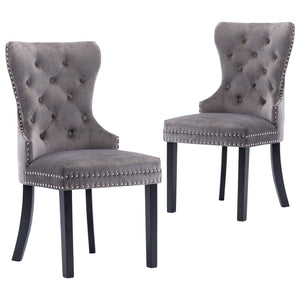 Galleria Design Dining Chairs 2 pcs Grey Velvet