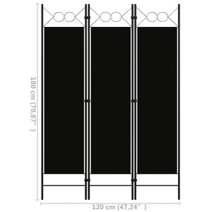 Galleria Design 3-Panel Room Divider Black 120x180 cm