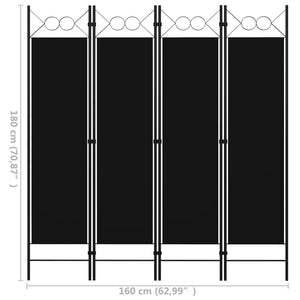 Galleria Design 4-Panel Room Divider Black 160x180 cm