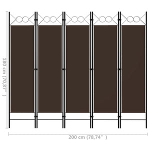 Galleria Design 5-Panel Room Divider Brown 200x180 cm