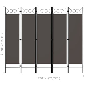 Galleria Design 5-Panel Room Divider Anthracite 200x180 cm