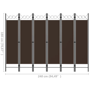 Galleria Design 6-Panel Room Divider Brown 240x180 cm