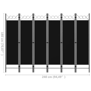 Galleria Design 6-Panel Room Divider Black 240x180 cm