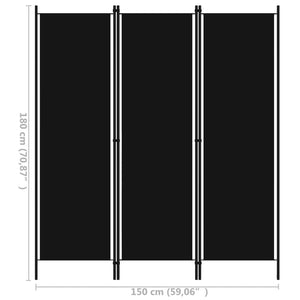 Galleria Design 3-Panel Room Divider Black 150x180 cm