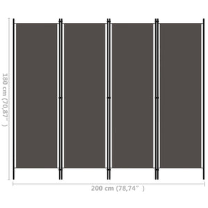 Galleria Design 4-Panel Room Divider Anthracite 200x180 cm