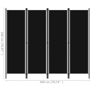 Galleria Design 4-Panel Room Divider Black 200x180 cm