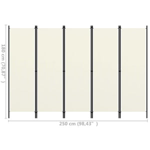 Galleria Design 5-Panel Room Divider White 250x180 cm