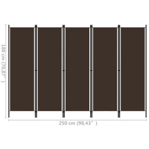 Galleria Design 5-Panel Room Divider Brown 250x180 cm