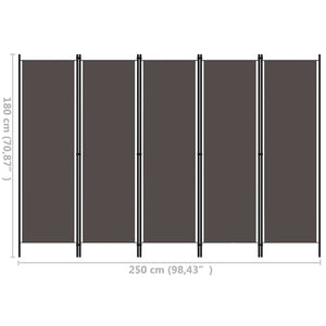 Galleria Design 5-Panel Room Divider Anthracite 250x180 cm