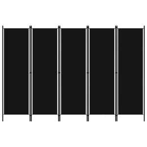 Galleria Design 5-Panel Room Divider Black 250x180 cm