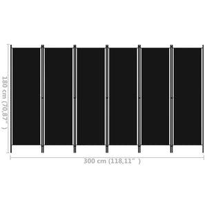 Galleria Design 6-Panel Room Divider Black 300x180 cm