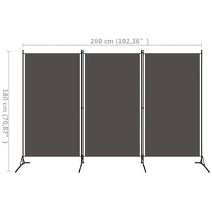 Galleria Design 3-Panel Room Divider Anthracite 260x180 cm