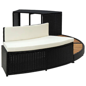 Galleria Design Spa Surround Black Poly Rattan and Acacia Wood